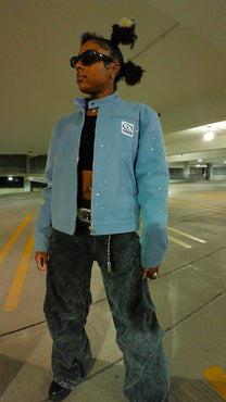 Blue “WATERPROOF” Bikers jacket